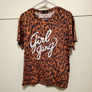 Girl Gang Cheetah Print T Shirt Graphic Trendy